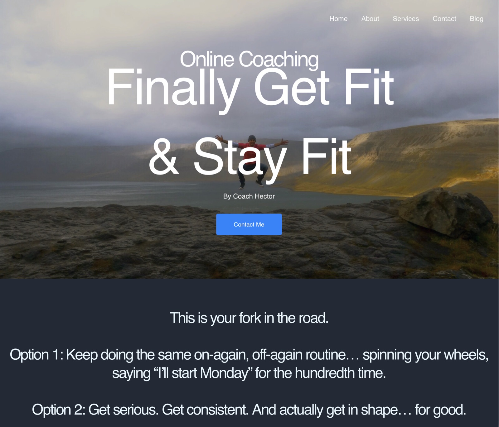 Screenshot of The Hectorious personal training website